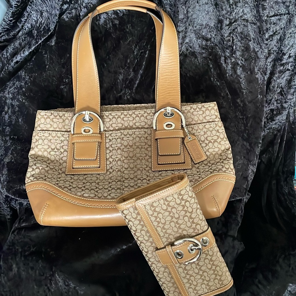Coach SoHo Mini C Signature Mini Tote and Checkbook Wallet
